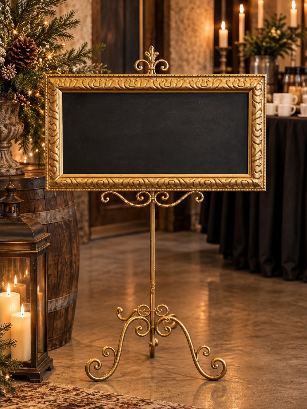 Gold Ornate Wood Framed Chalkboard Sign